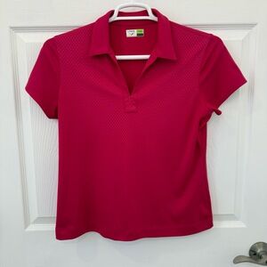 Links Edition Polo Shirt Womens Large Red Short Sleeve Collared Buttonless Golf‎